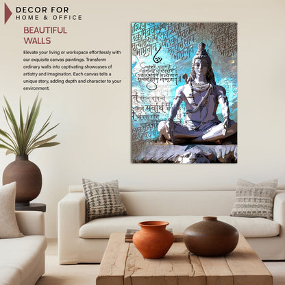 Majestic Hindu Lord Shiva Canvas Painting for Living Room Bedroom Pooja Room Wall Decor