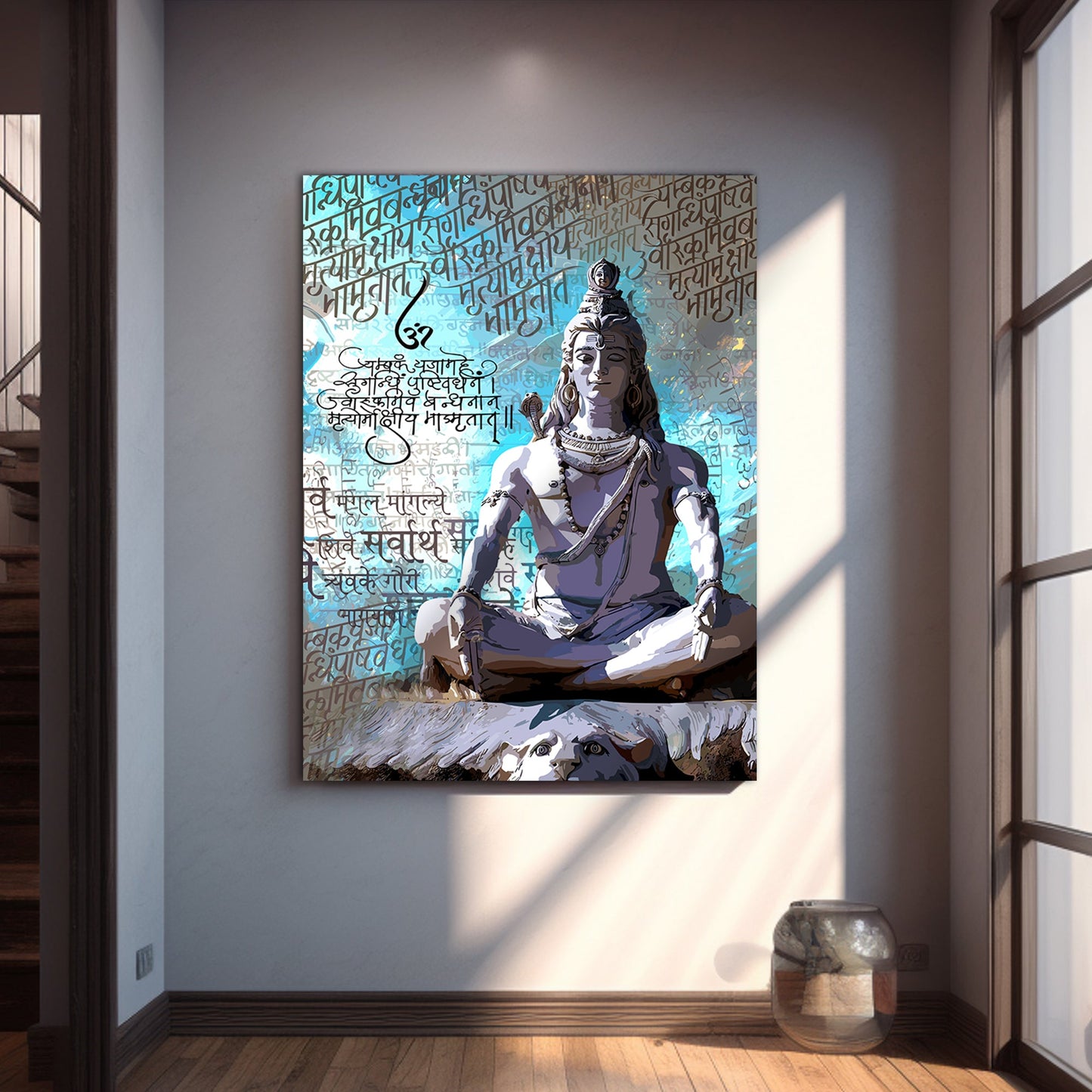 Majestic Hindu Lord Shiva Canvas Painting for Living Room Bedroom Pooja Room Wall Decor