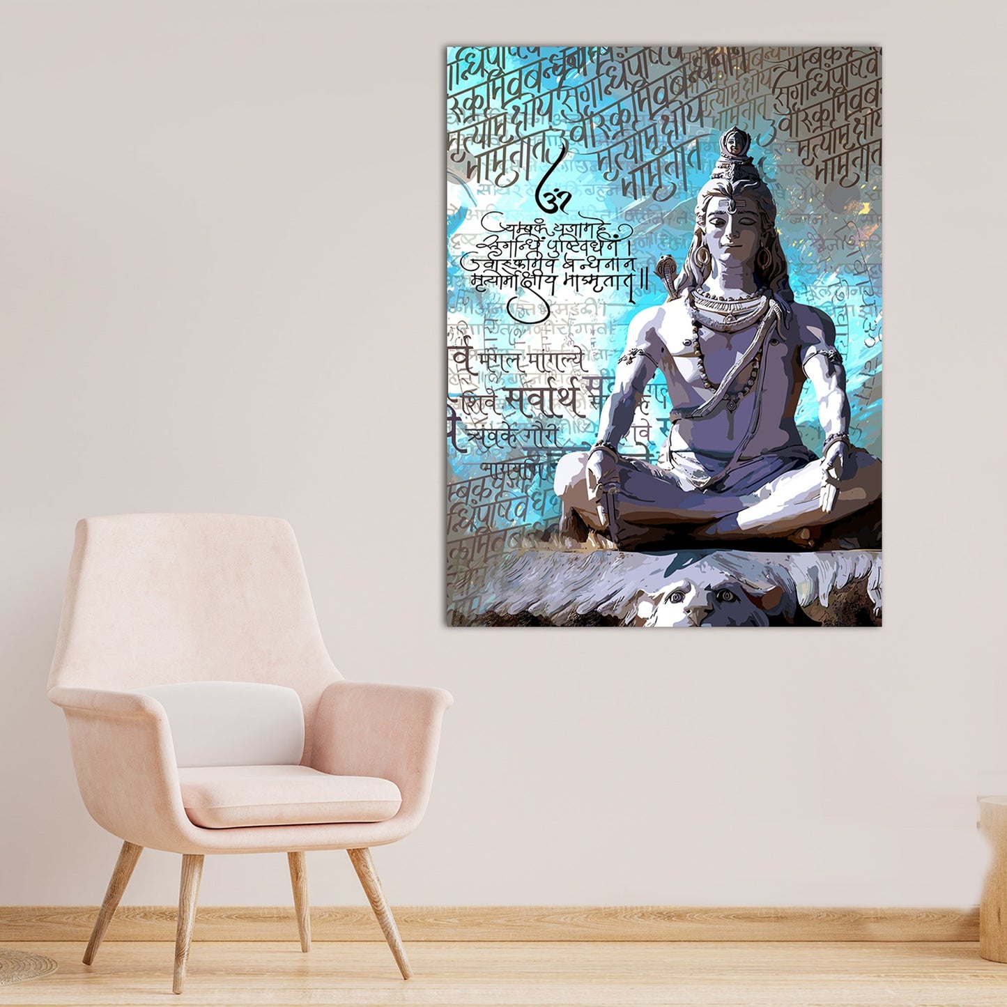 Majestic Hindu Lord Shiva Canvas Painting for Living Room Bedroom Pooja Room Wall Decor