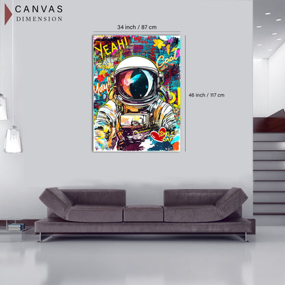 Urban Astronaut Graffiti Canvas Painting for Living Room Bedroom Home and Office Wall Decor