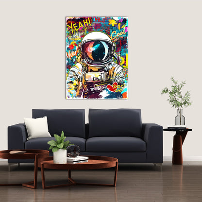 Urban Astronaut Graffiti Canvas Painting for Living Room Bedroom Home and Office Wall Decor