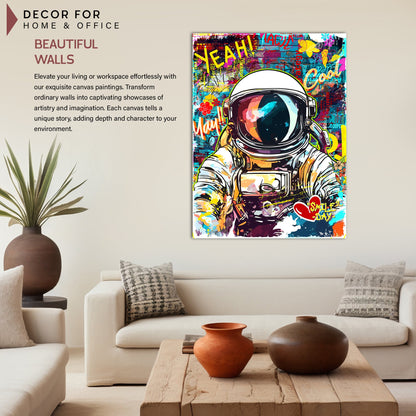 Urban Astronaut Graffiti Canvas Painting for Living Room Bedroom Home and Office Wall Decor