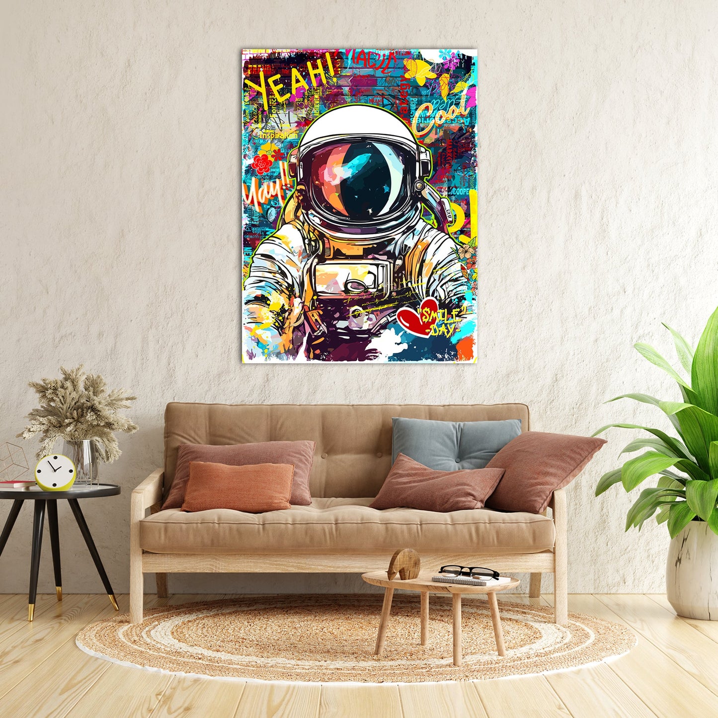 Urban Astronaut Graffiti Canvas Painting for Living Room Bedroom Home and Office Wall Decor