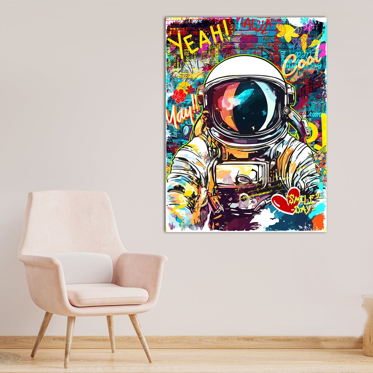 Urban Astronaut Graffiti Canvas Painting for Living Room Bedroom Home and Office Wall Decor