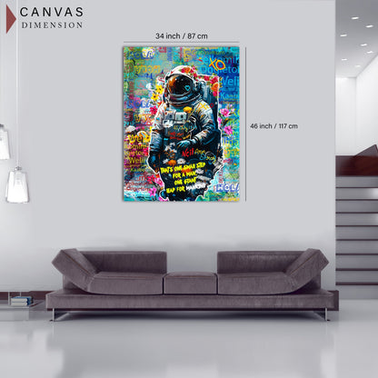 Astronaut Graffiti Canvas Painting for Living Room Bedroom Home and Office Wall Decor