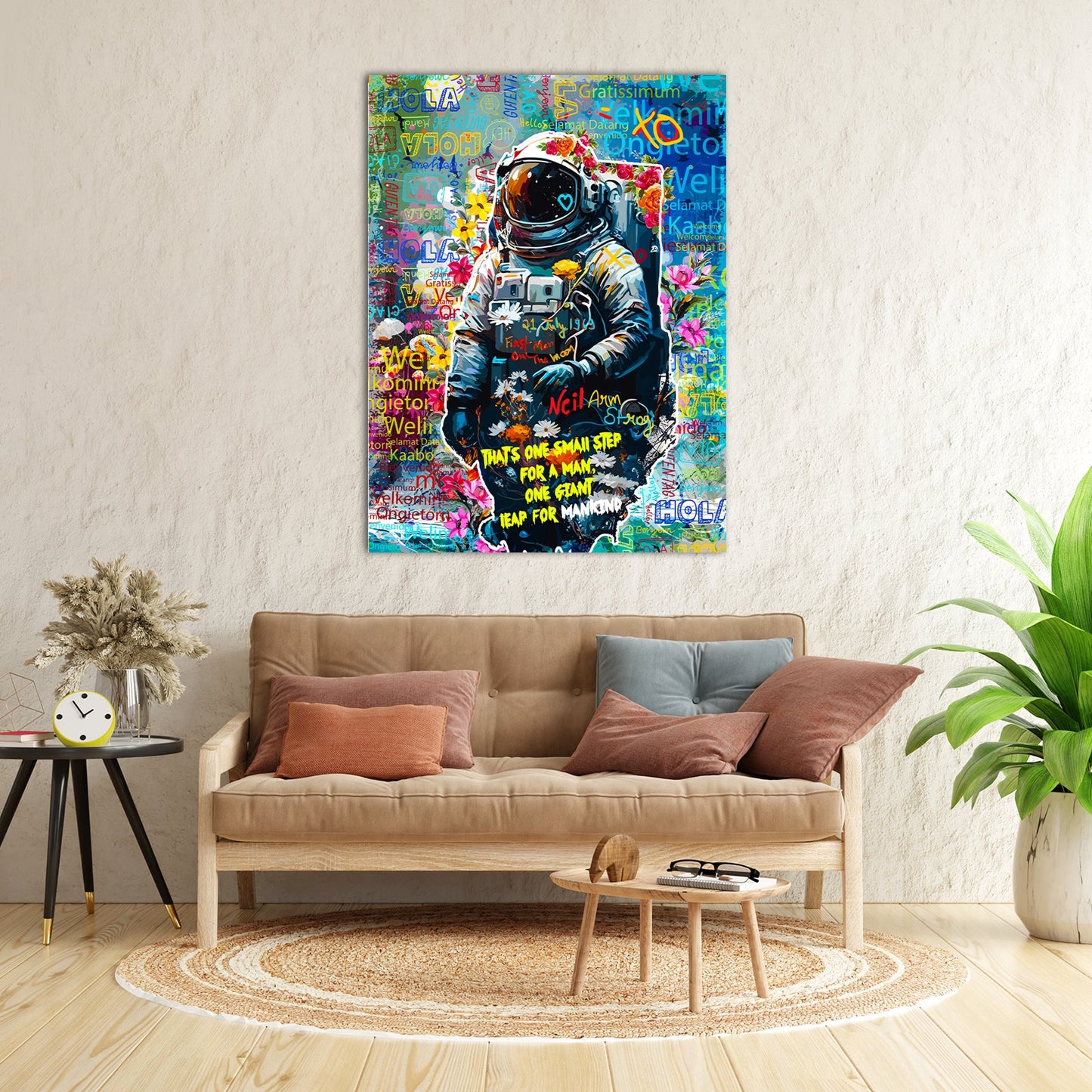 Astronaut Graffiti Canvas Painting for Living Room Bedroom Home and Office Wall Decor