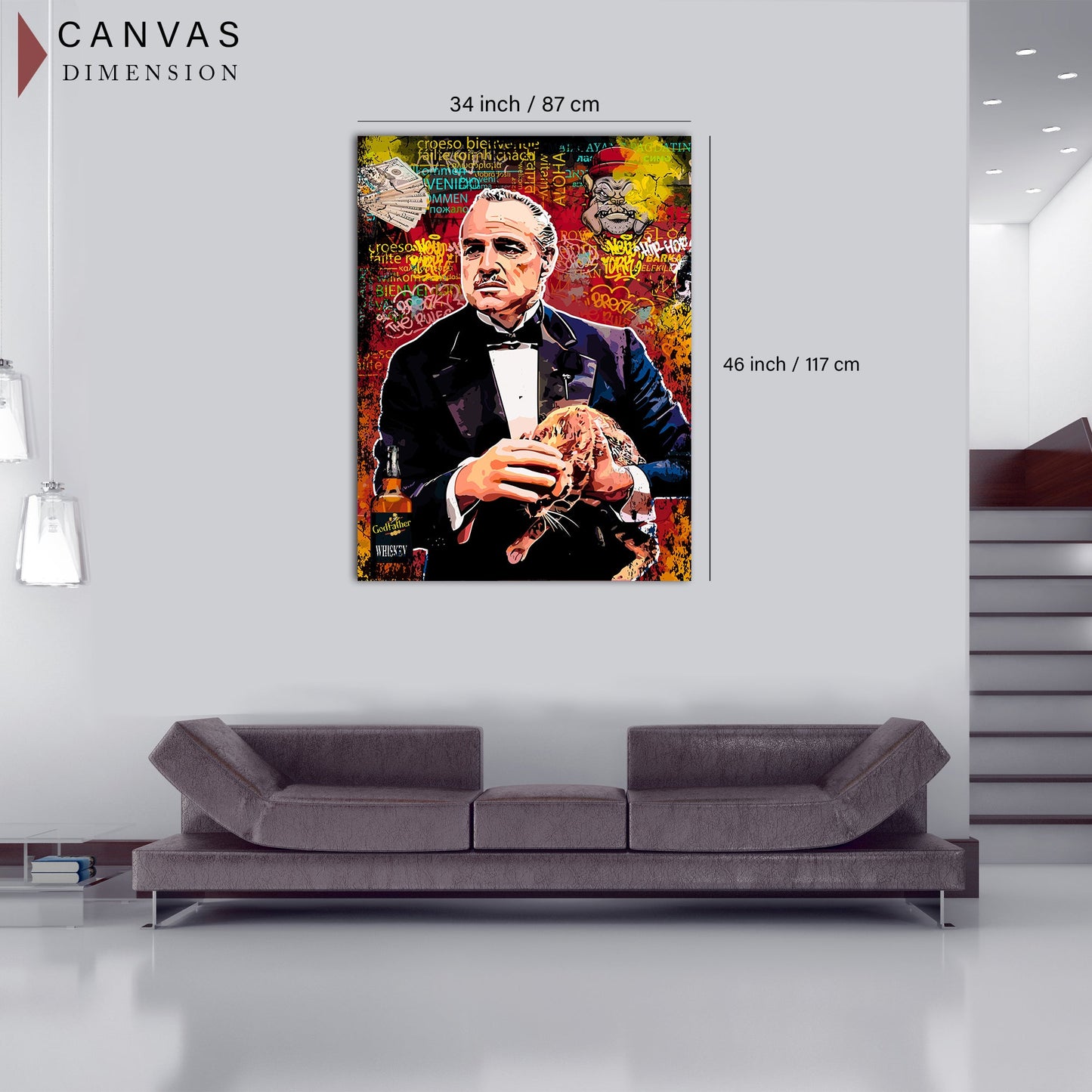 Graffiti-Style Godfather Canvas Painting | Urban Art Decor for Living Room Bedroom Wall Decor