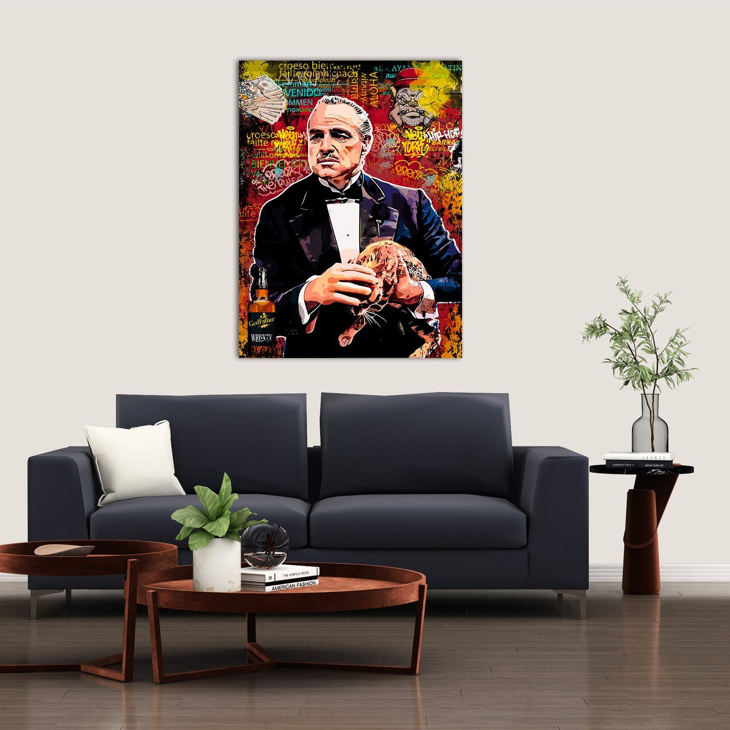 Graffiti-Style Godfather Canvas Painting | Urban Art Decor for Living Room Bedroom Wall Decor