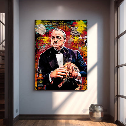 Graffiti-Style Godfather Canvas Painting | Urban Art Decor for Living Room Bedroom Wall Decor