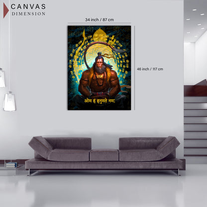 Majestic Indian God Hanuman Canvas Painting | Spiritual Wall Art Canvas Paintings for Decoration