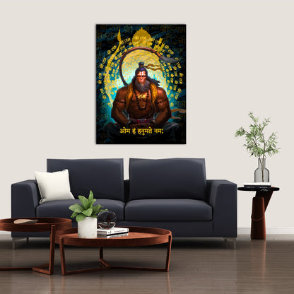 Majestic Indian God Hanuman Canvas Painting | Spiritual Wall Art Canvas Paintings for Decoration