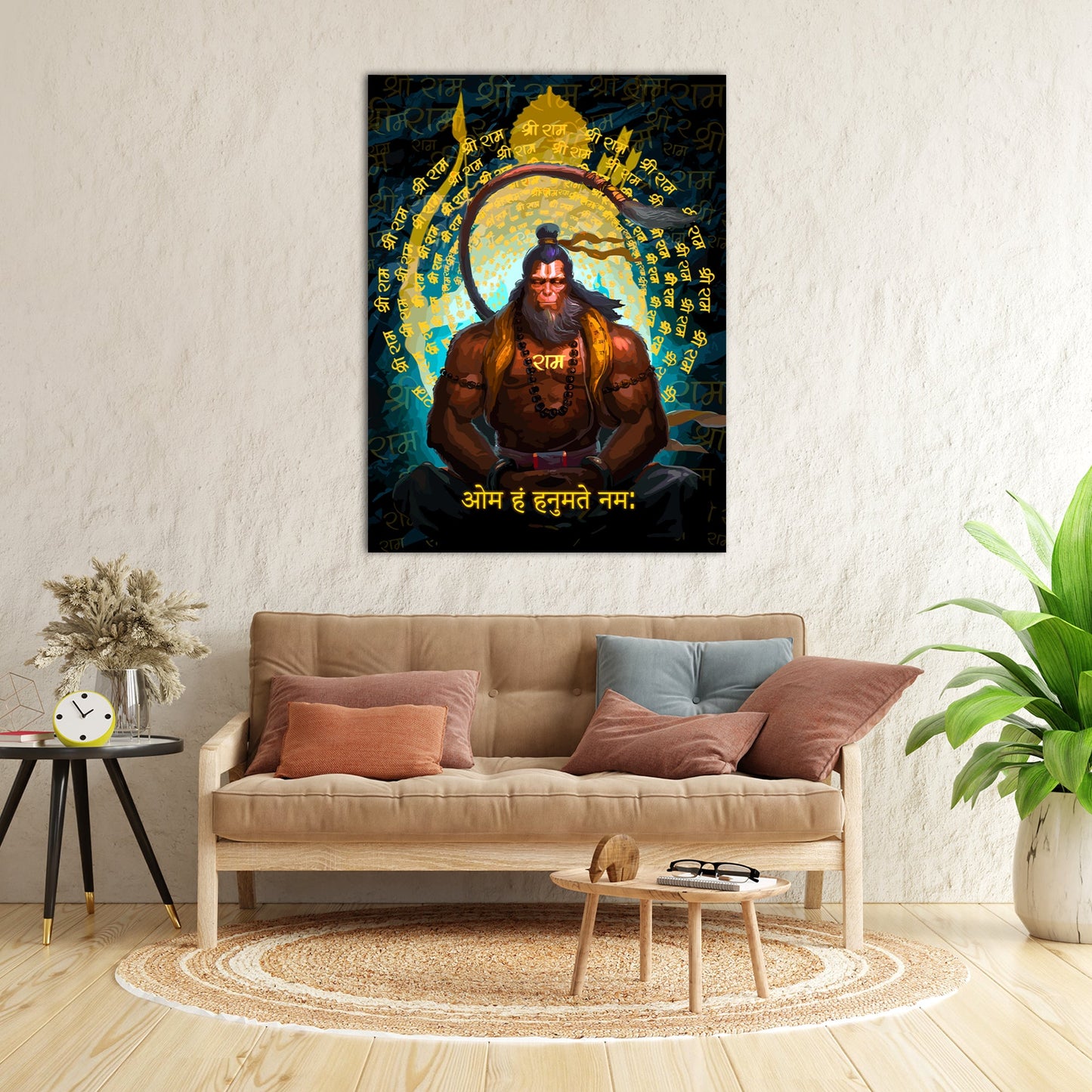 Majestic Indian God Hanuman Canvas Painting | Spiritual Wall Art Canvas Paintings for Decoration