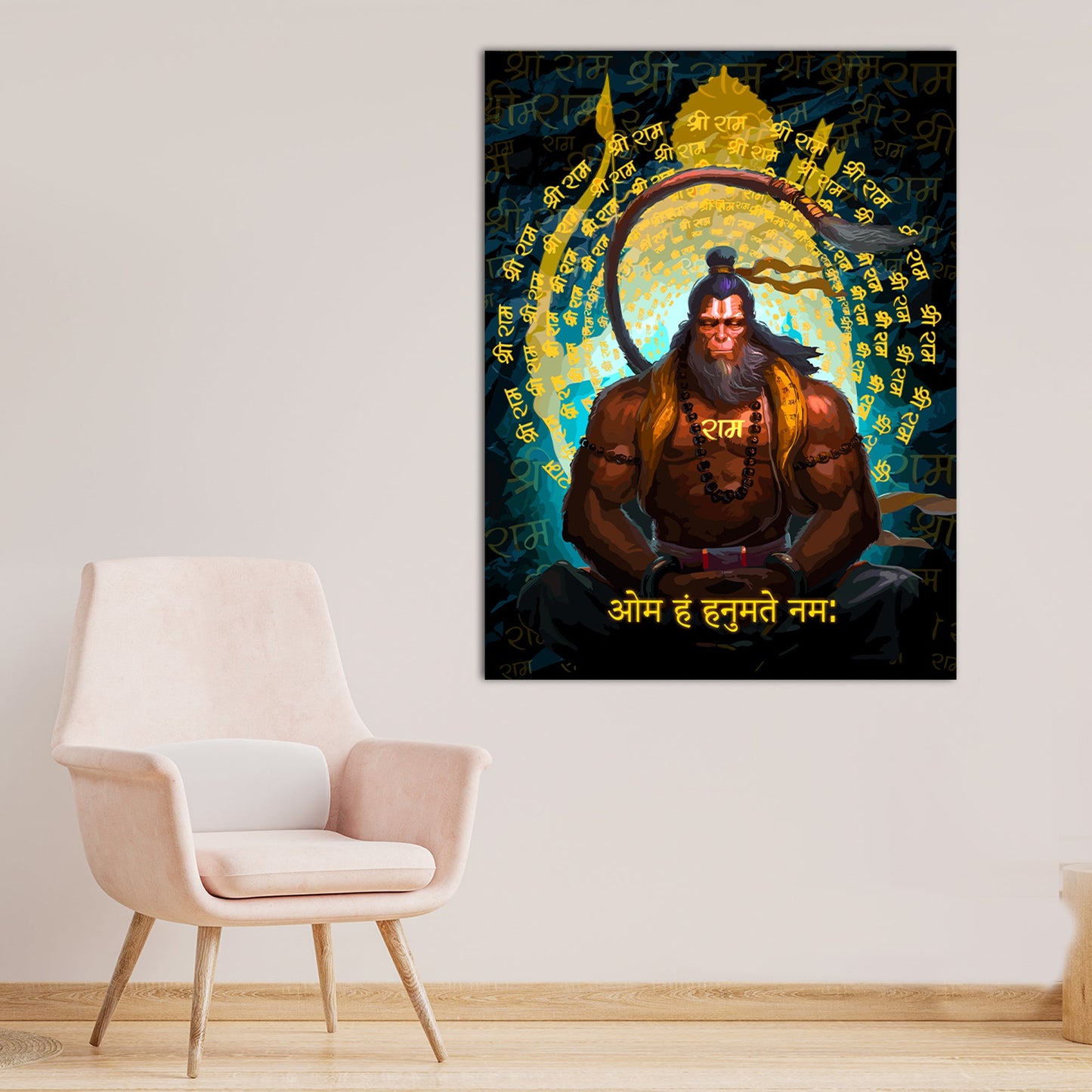 Majestic Indian God Hanuman Canvas Painting | Spiritual Wall Art Canvas Paintings for Decoration