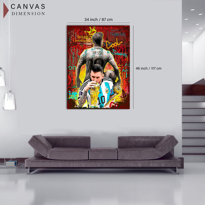 Lionel Messi Canvas Art | Football Legend Wall Decor Canvas Painting for Home Decor