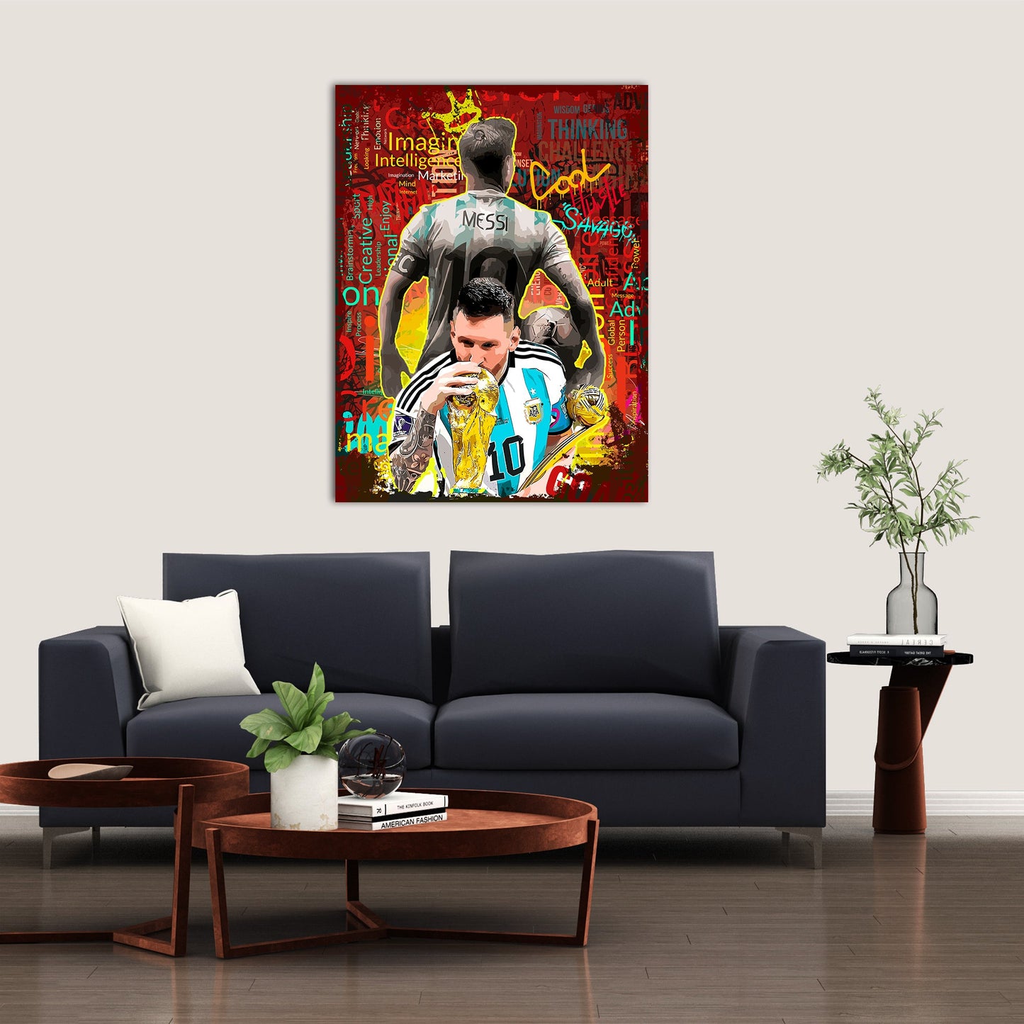 Lionel Messi Canvas Art | Football Legend Wall Decor Canvas Painting for Home Decor