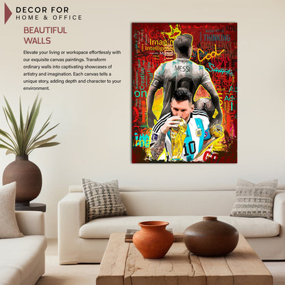 Lionel Messi Canvas Art | Football Legend Wall Decor Canvas Painting for Home Decor