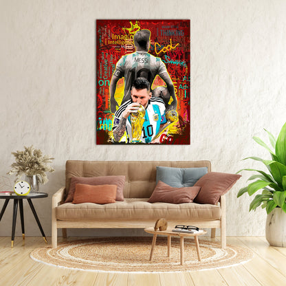 Lionel Messi Canvas Art | Football Legend Wall Decor Canvas Painting for Home Decor