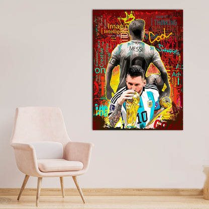 Lionel Messi Canvas Art | Football Legend Wall Decor Canvas Painting for Home Decor