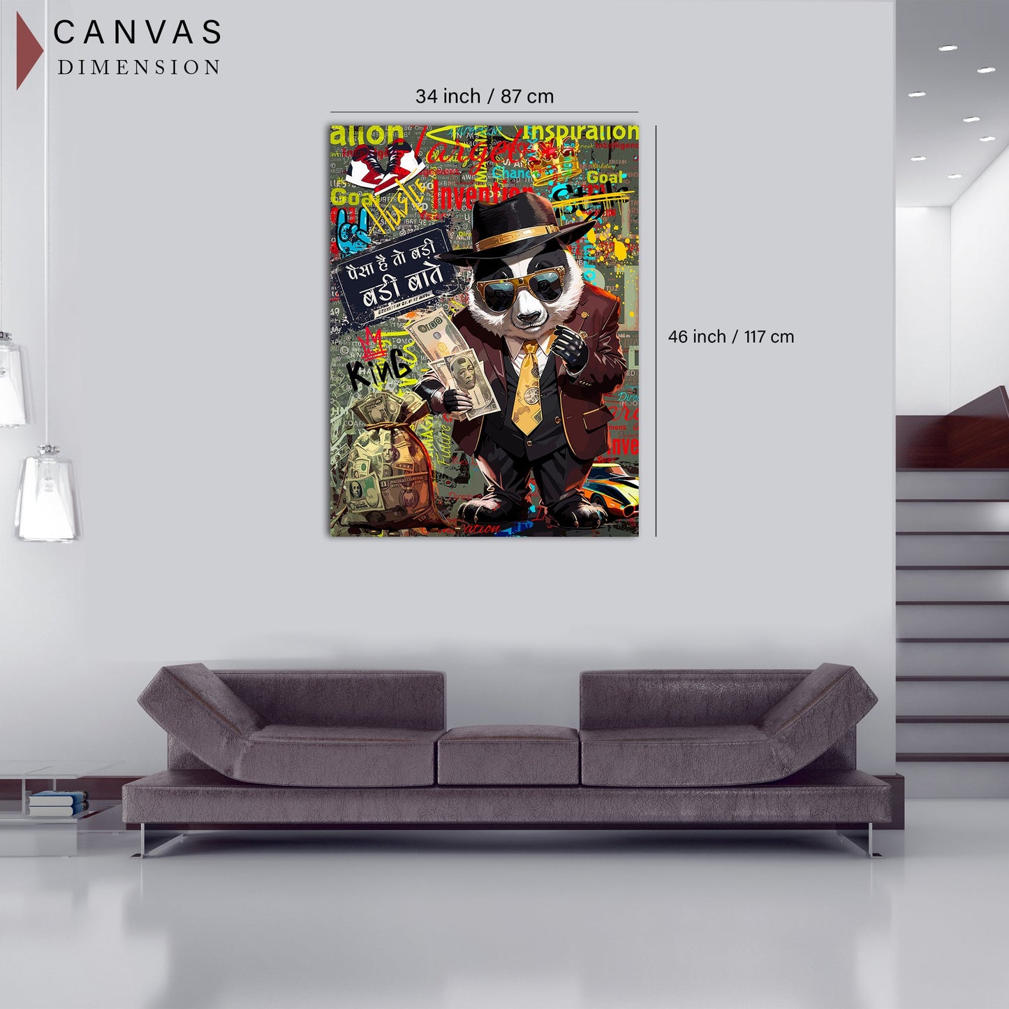 Graffiti-Style Panda Canvas Paintings | Canvas Paintings for Living Room Bedroom Home and Office Wall Decor