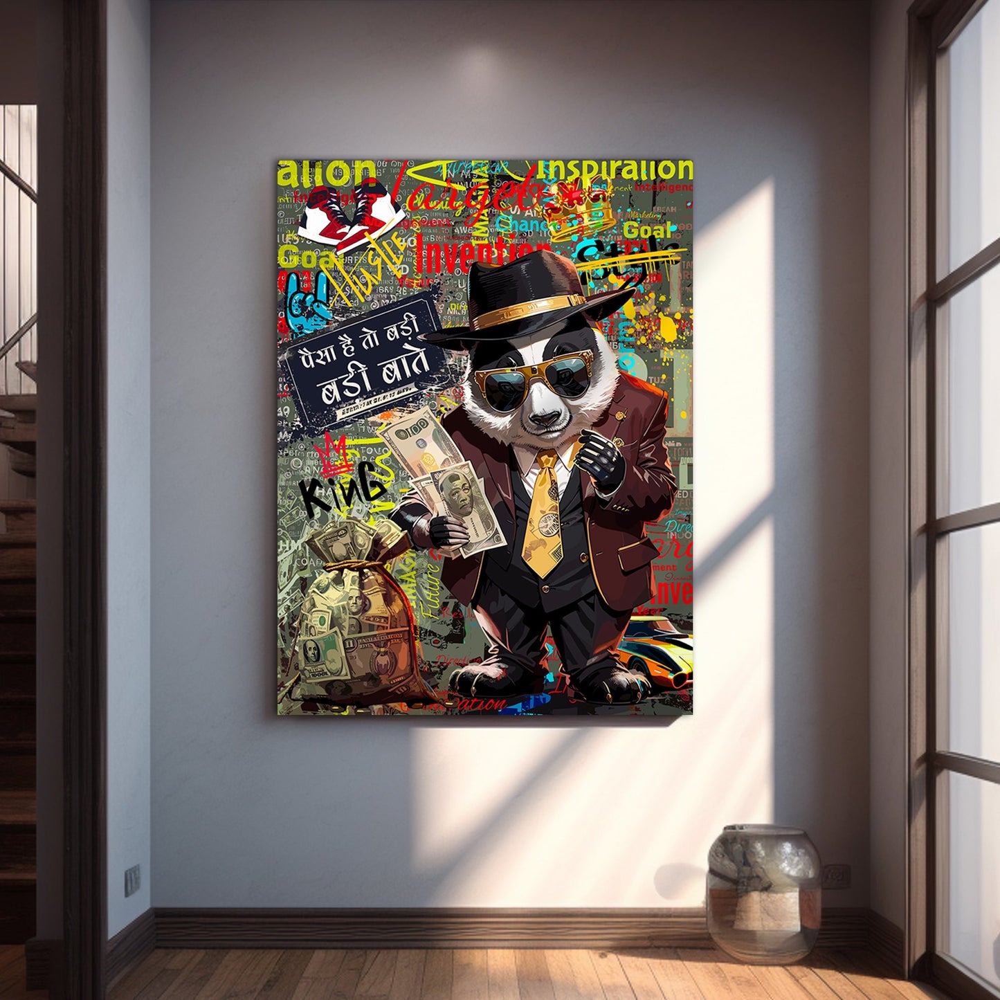 Graffiti-Style Panda Canvas Paintings | Canvas Paintings for Living Room Bedroom Home and Office Wall Decor