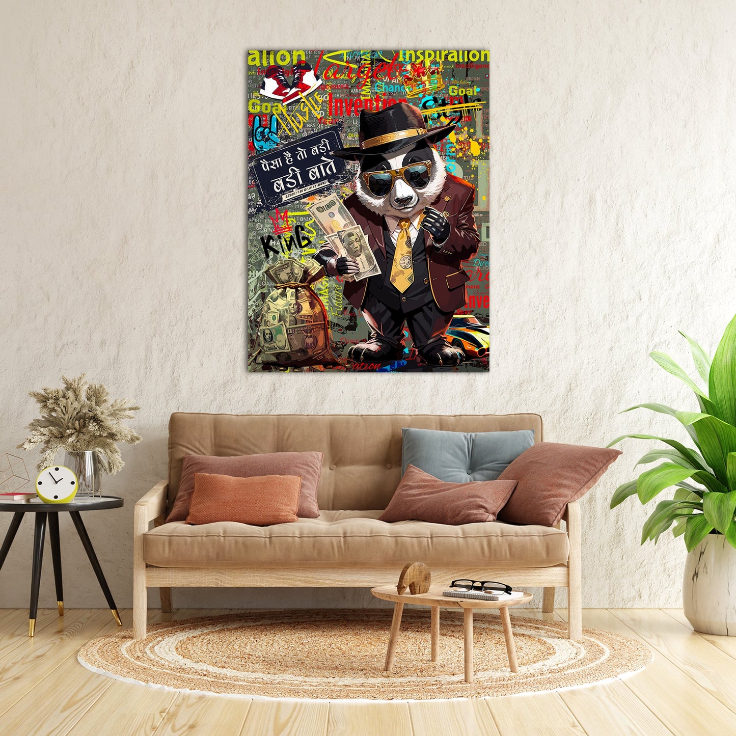 Graffiti-Style Panda Canvas Paintings | Canvas Paintings for Living Room Bedroom Home and Office Wall Decor