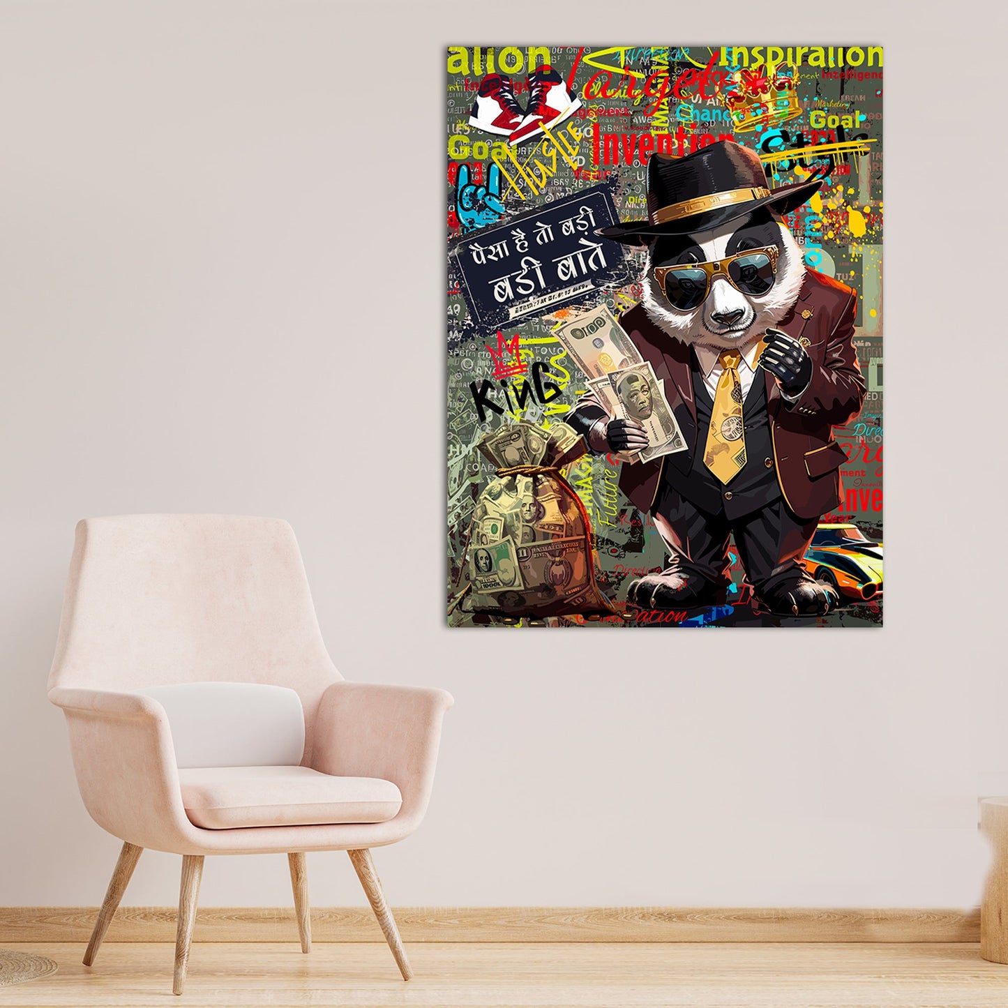 Graffiti-Style Panda Canvas Paintings | Canvas Paintings for Living Room Bedroom Home and Office Wall Decor