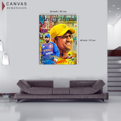 Captain Cool MS Dhoni Canvas Art | Cricket Legend Dhoni Wall Decor Canvas Paintings for Home and Office Wall Decor