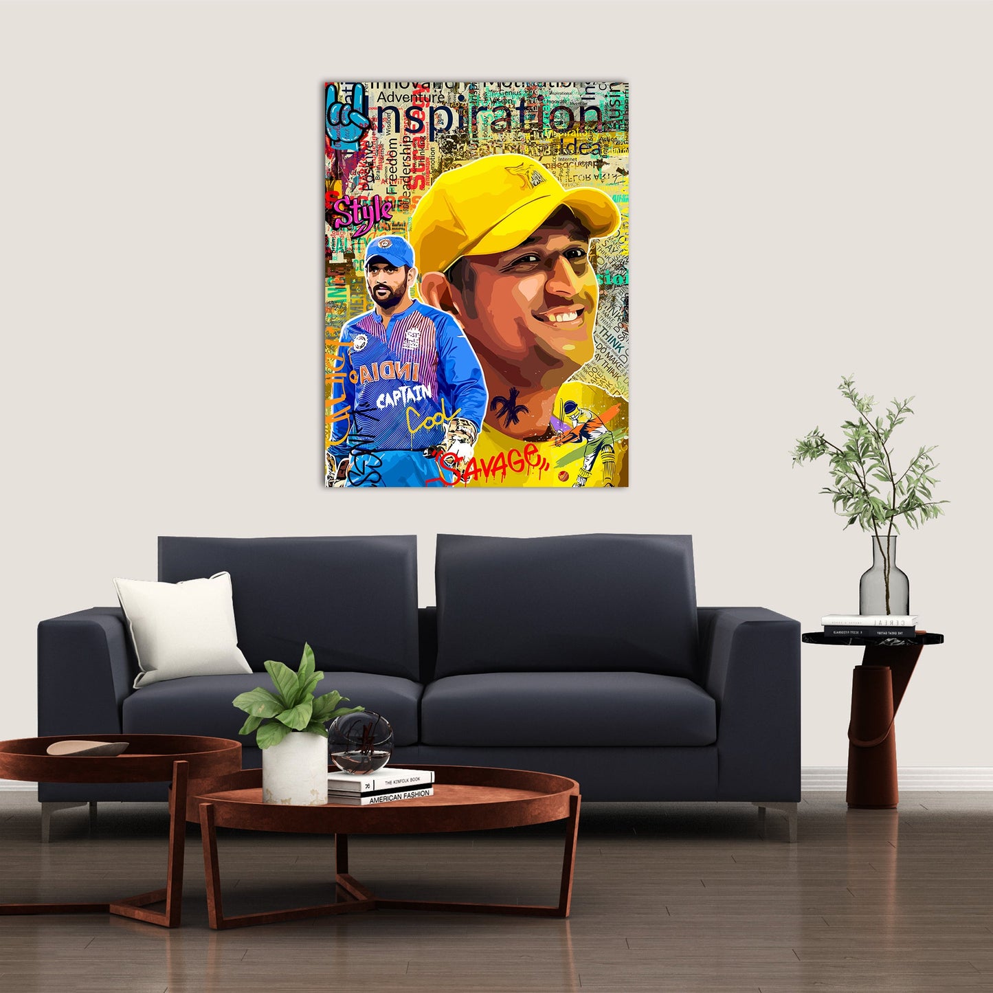 Captain Cool MS Dhoni Canvas Art | Cricket Legend Dhoni Wall Decor Canvas Paintings for Home and Office Wall Decor