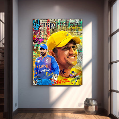 Captain Cool MS Dhoni Canvas Art | Cricket Legend Dhoni Wall Decor Canvas Paintings for Home and Office Wall Decor