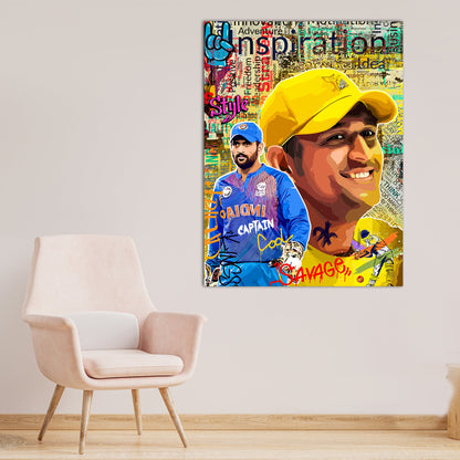 Captain Cool MS Dhoni Canvas Art | Cricket Legend Dhoni Wall Decor Canvas Paintings for Home and Office Wall Decor