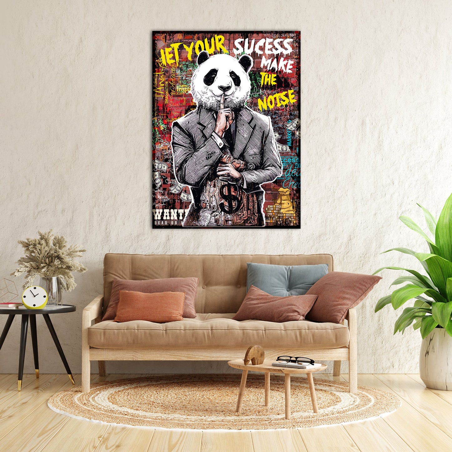 Vibrant Graffiti-Style Panda Canvas Paintings | Canvas Paintings for Living Room Bedroom Home and Office Wall Decor