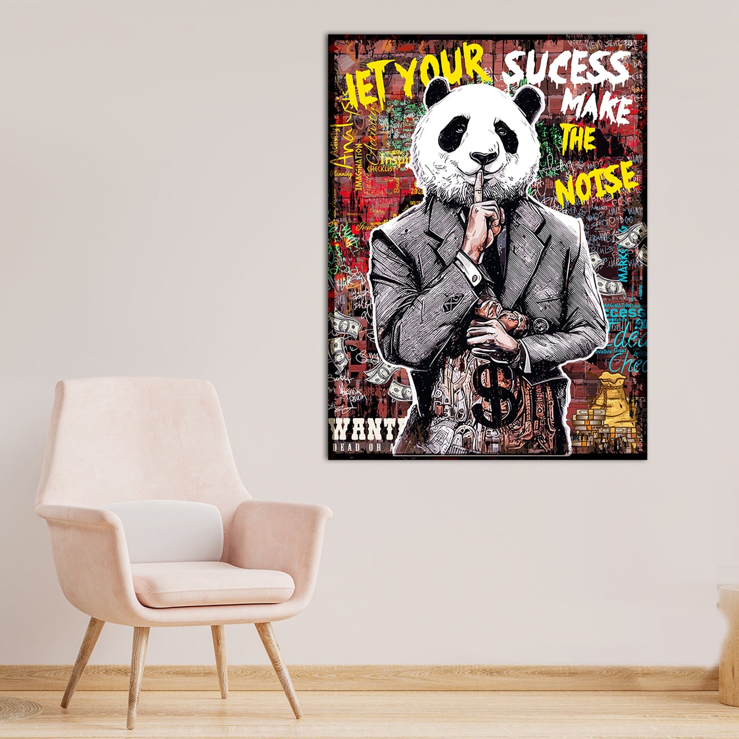 Vibrant Graffiti-Style Panda Canvas Paintings | Canvas Paintings for Living Room Bedroom Home and Office Wall Decor