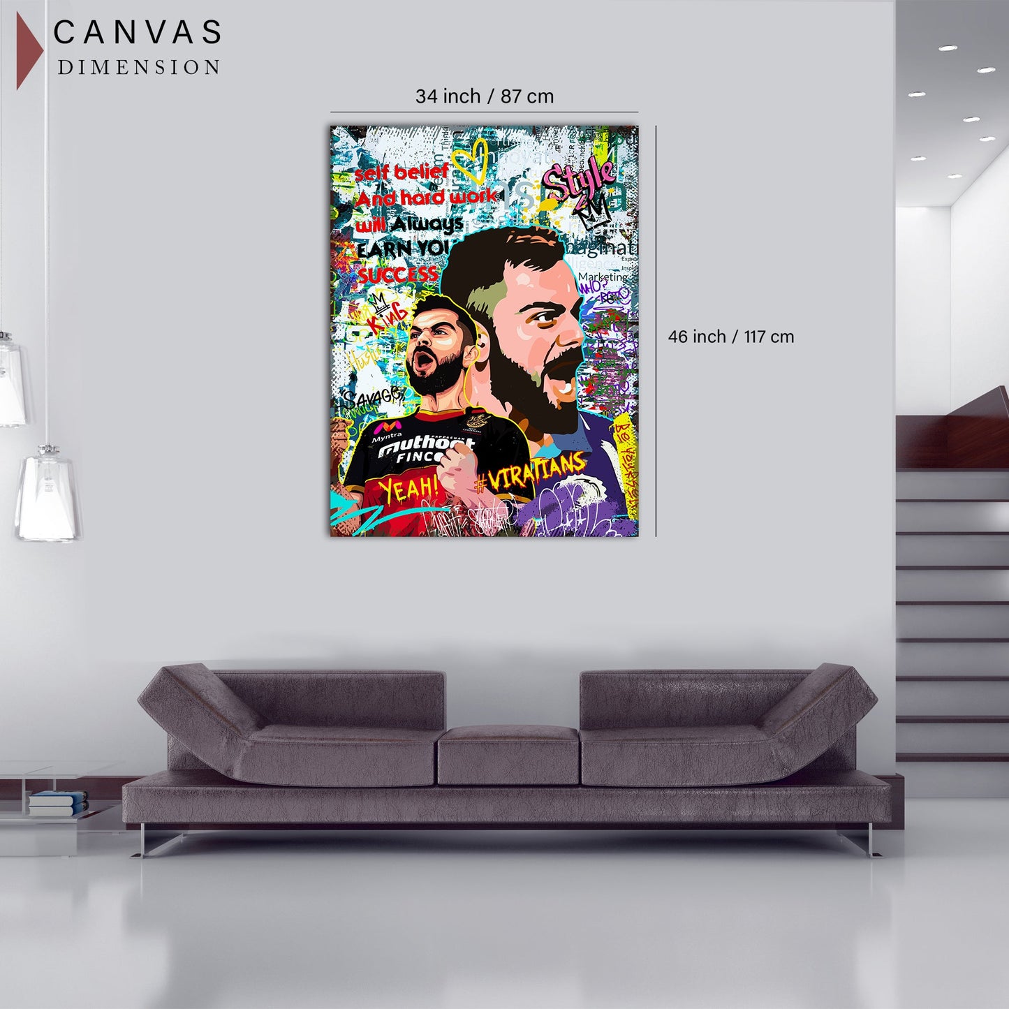 Virat Kohli Canvas Paintings | Kohli Canvas Painting for Home Living Room Bedroom and Office Wall Decor