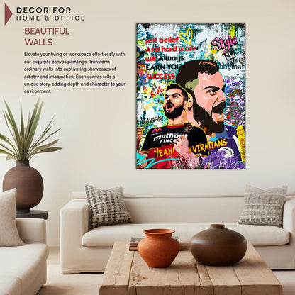 Virat Kohli Canvas Paintings | Kohli Canvas Painting for Home Living Room Bedroom and Office Wall Decor