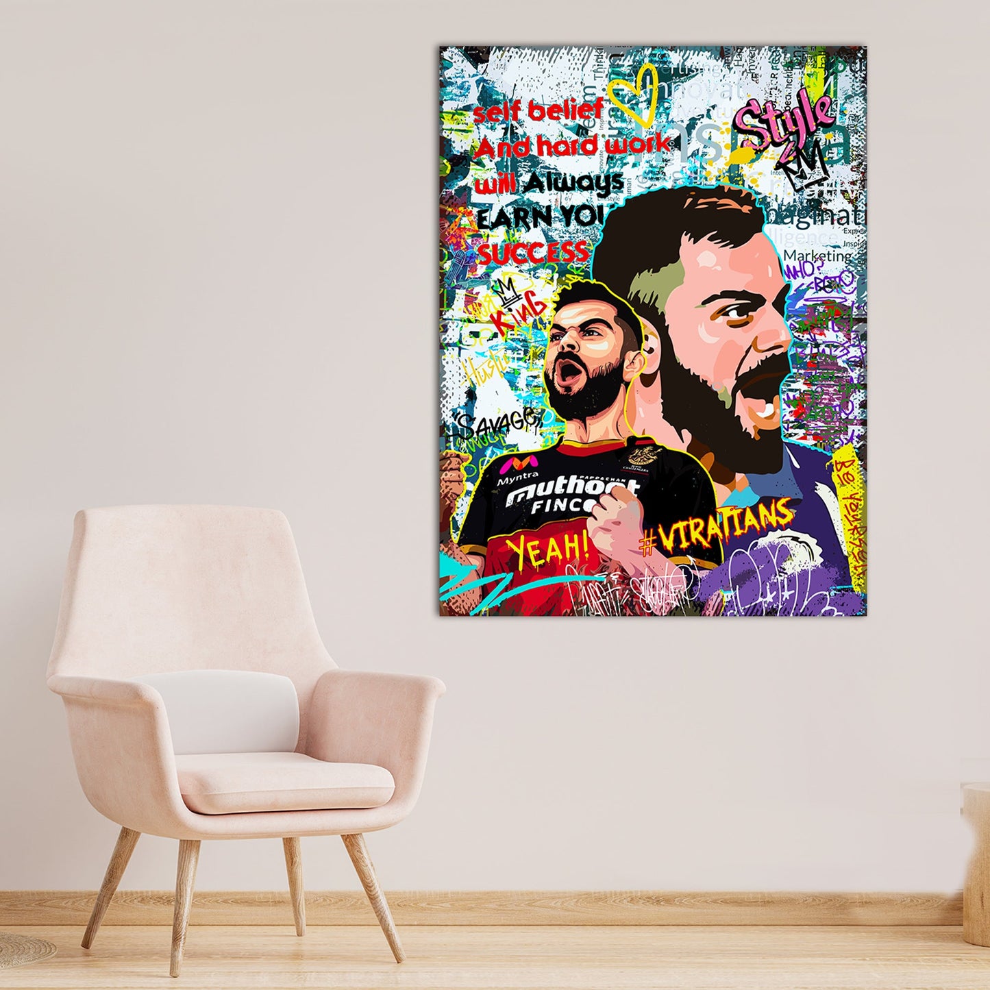 Virat Kohli Canvas Paintings | Kohli Canvas Painting for Home Living Room Bedroom and Office Wall Decor