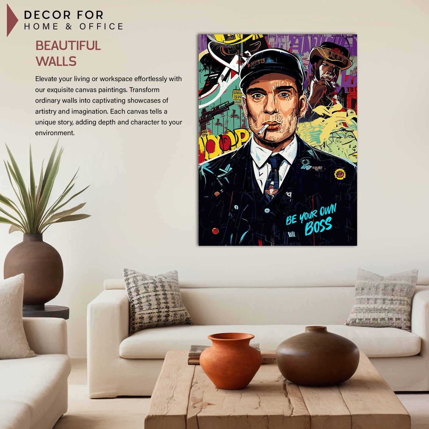 Thomas Shelby Canvas Paintings | Capturing the Enigmatic Peaky Blinders Icon for Living Room Bedroom Home Wall Decor