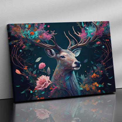 Modern Art Canvas Painting - Beautiful Vibrant Deer Canvas Art