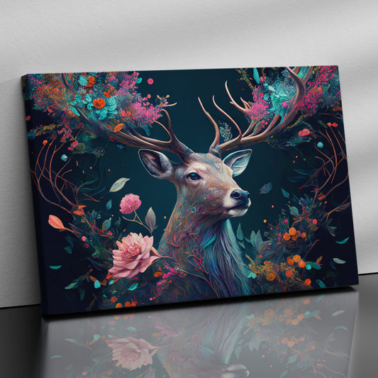 Modern Art Canvas Painting - Beautiful Vibrant Deer Canvas Art