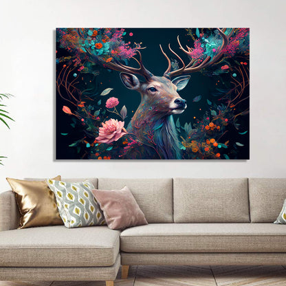 Modern Art Canvas Painting - Beautiful Vibrant Deer Canvas Art