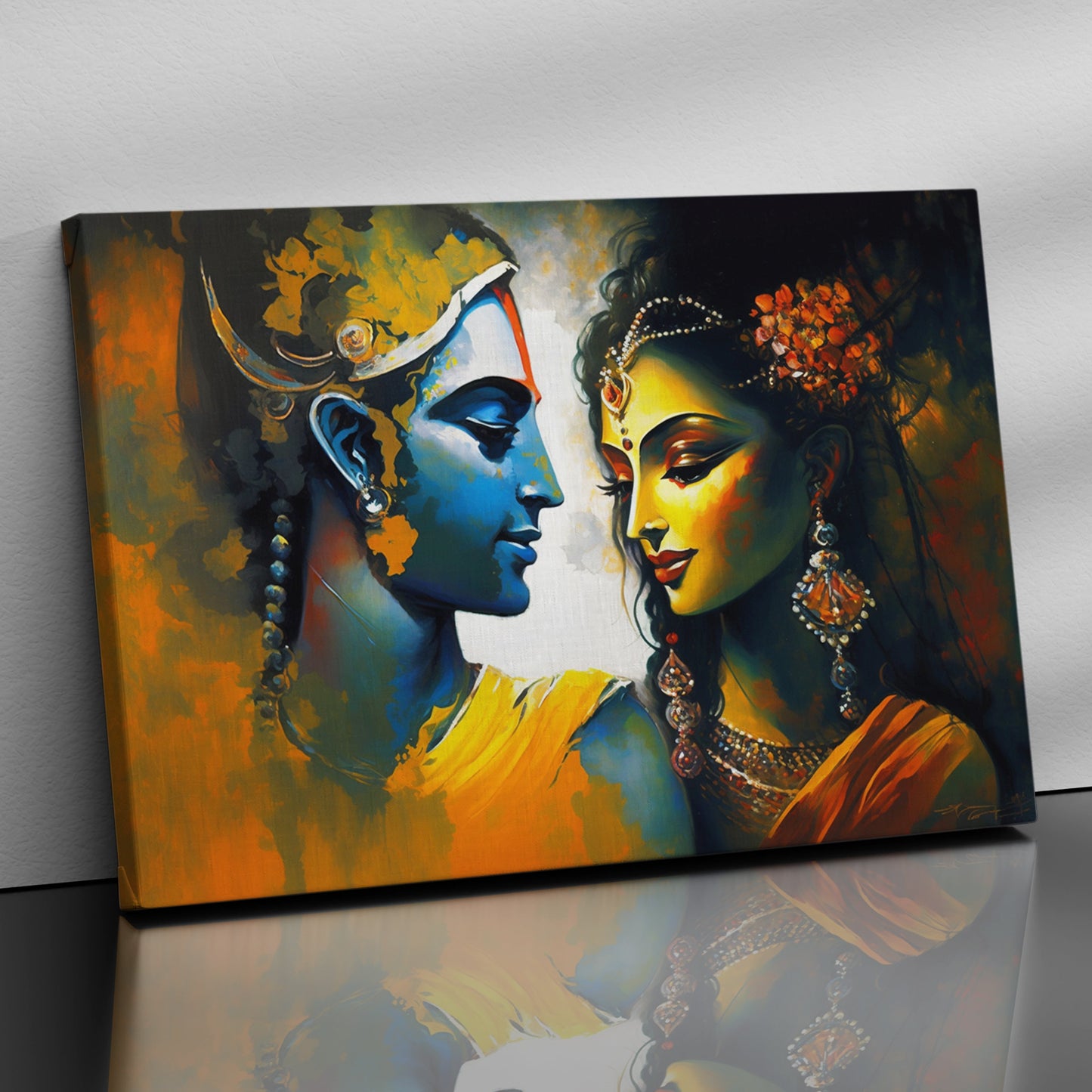 Beautiful Radha Krishna Canvas Painting - Majestic Modern Art Lord Radha Krishna Art for Home Decor