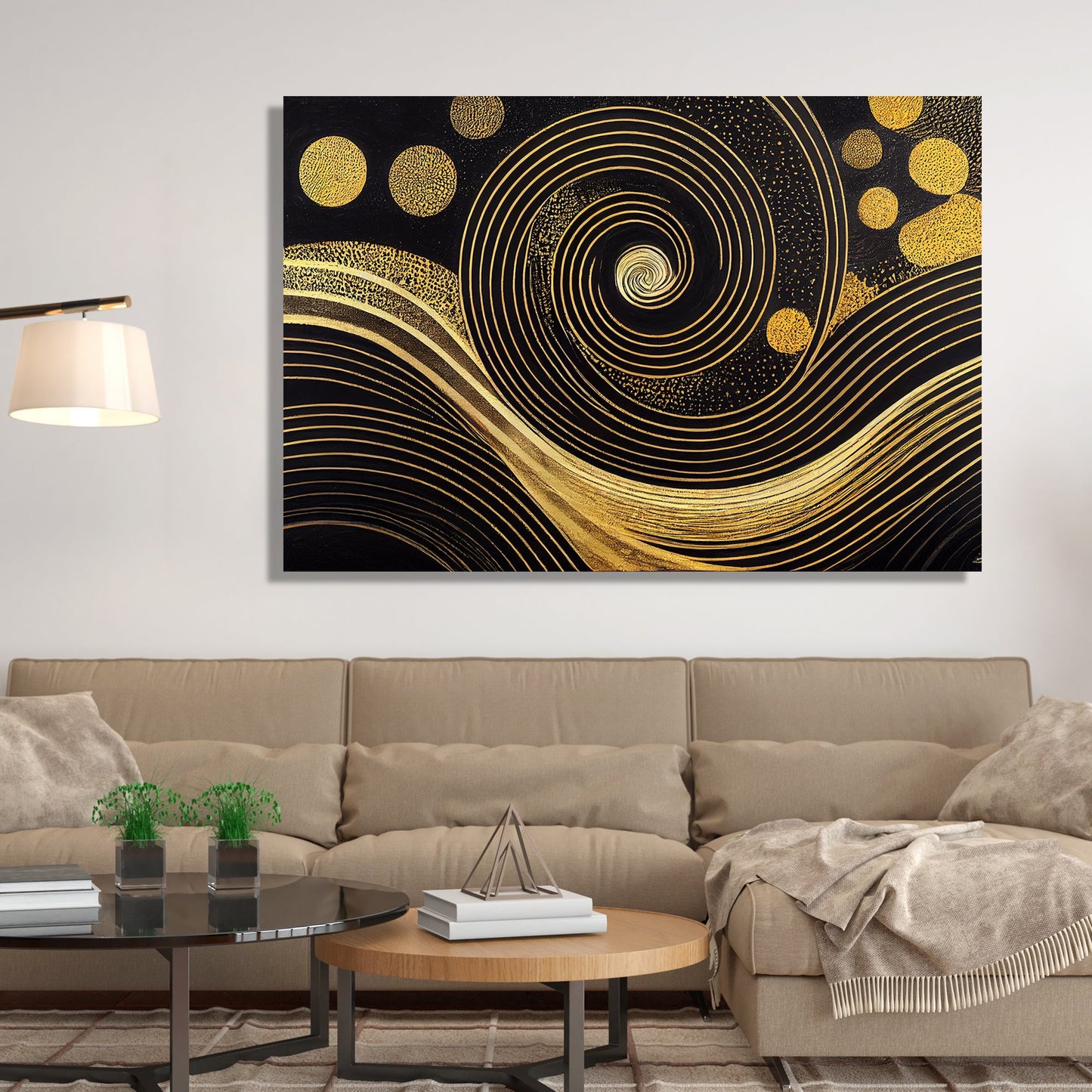 Kotart-Abstract Golden Art Painting for Wall Decor - Modern Art Canvas Painting for Living Room Bedroom Decor-Posters, Prints, & Visual Artwork