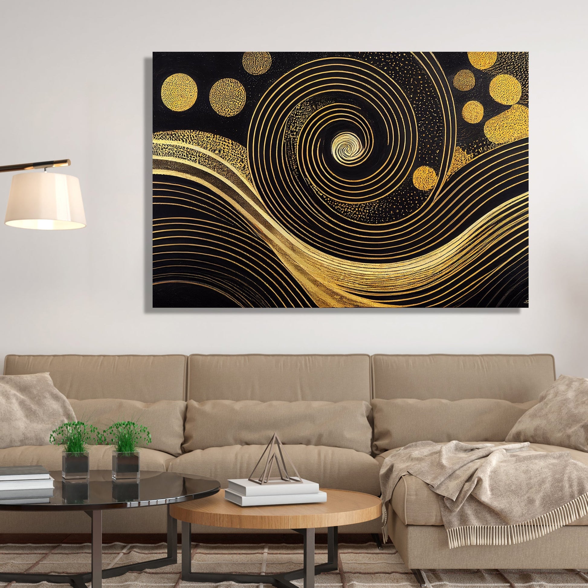 Kotart-Abstract Golden Art Painting for Wall Decor - Modern Art Canvas Painting for Living Room Bedroom Decor-Posters, Prints, & Visual Artwork
