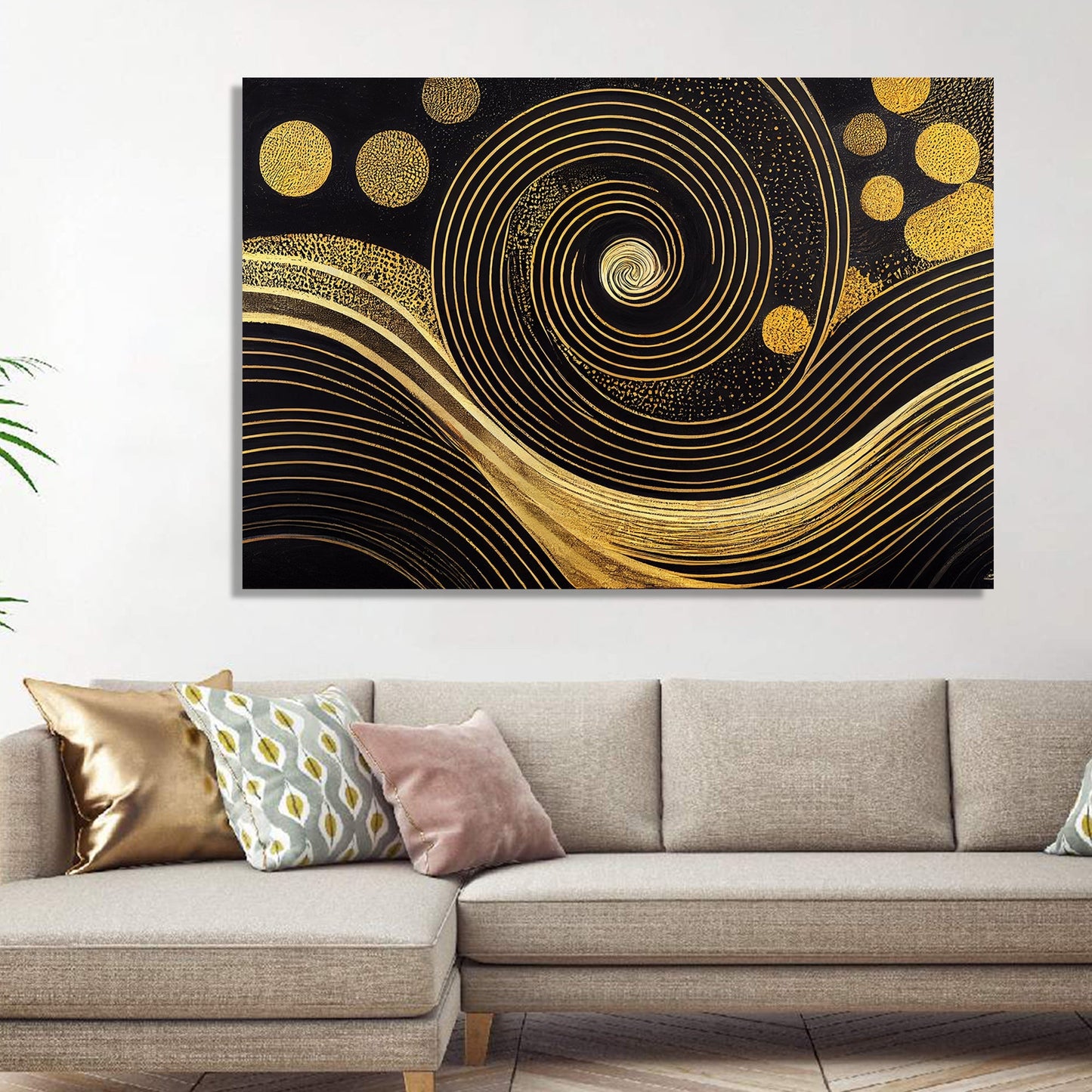 Kotart-Abstract Golden Art Painting for Wall Decor - Modern Art Canvas Painting for Living Room Bedroom Decor-Posters, Prints, & Visual Artwork