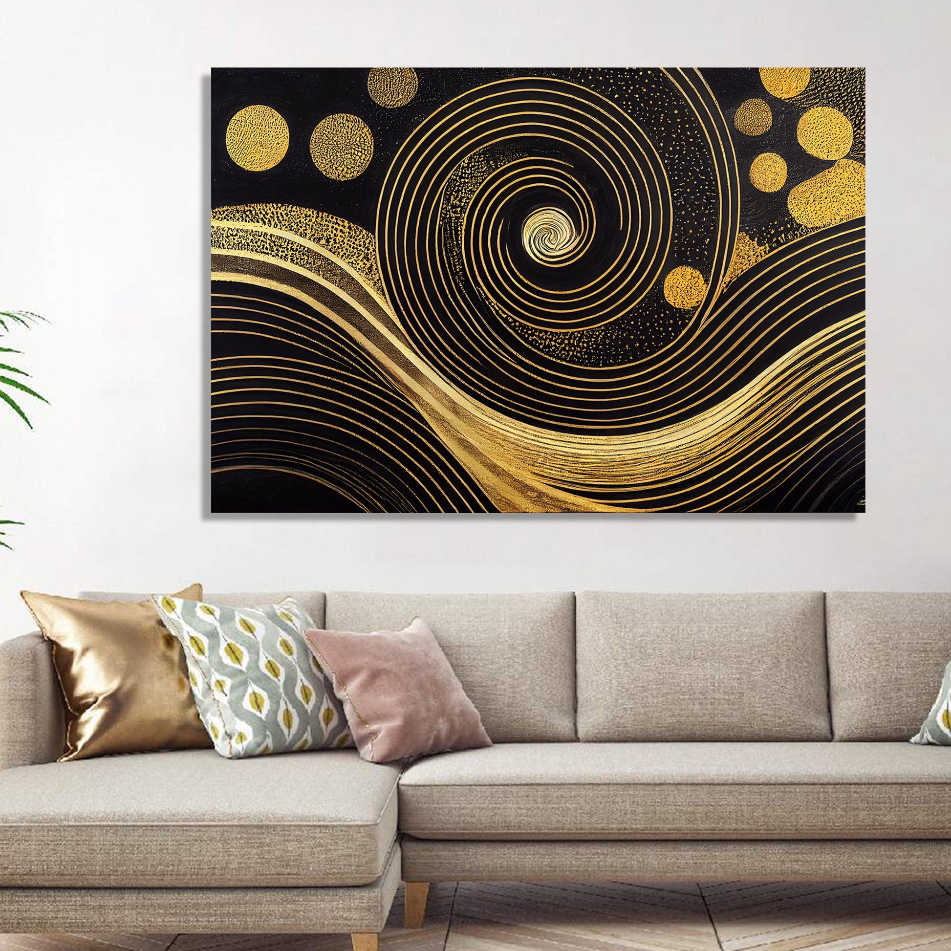 Kotart-Abstract Golden Art Painting for Wall Decor - Modern Art Canvas Painting for Living Room Bedroom Decor-Posters, Prints, & Visual Artwork