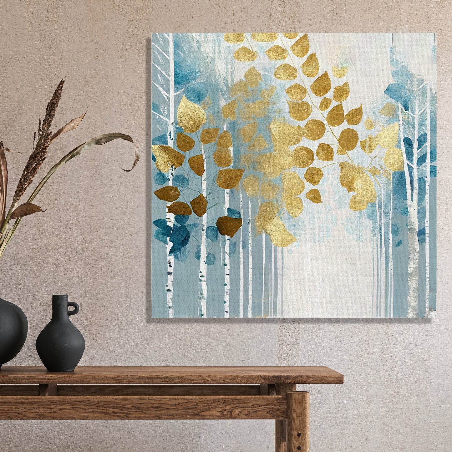 Kotart-Abstract Modern Art Canvas Paintings for Living Room Wall Decor - Nature Inspired Golden Painting-Posters, Prints, & Visual Artwork