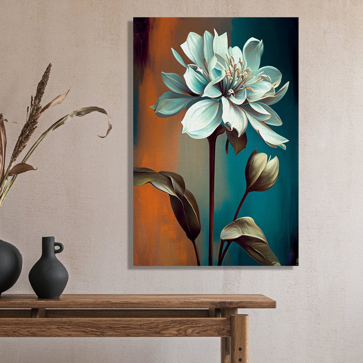 Add Color and Style to Your Bedroom Walls with Floral Modern Abstract Canvas Art