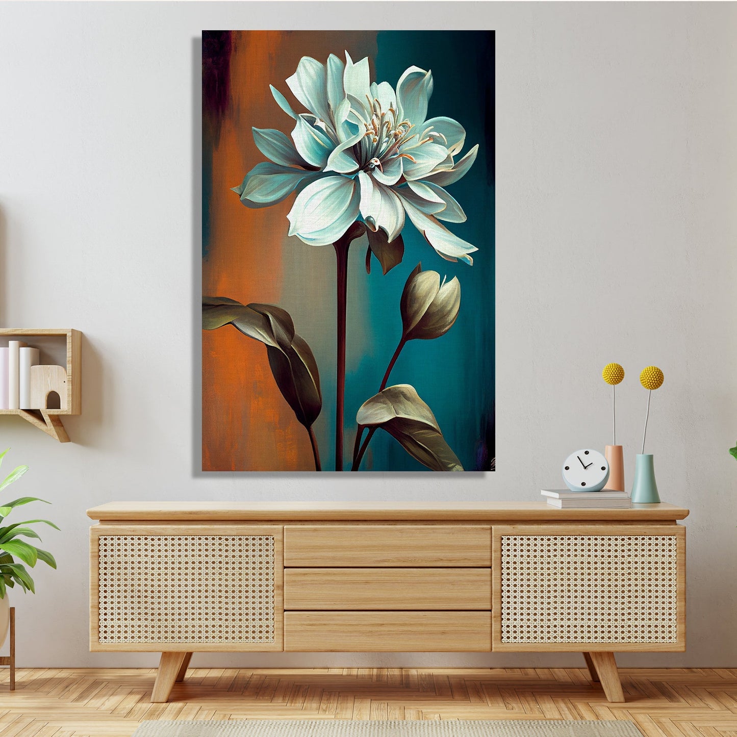 Add Color and Style to Your Bedroom Walls with Floral Modern Abstract Canvas Art