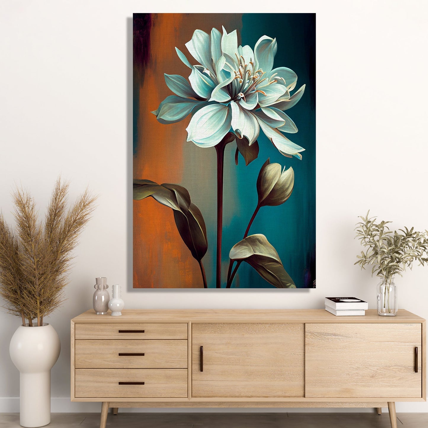 Add Color and Style to Your Bedroom Walls with Floral Modern Abstract Canvas Art