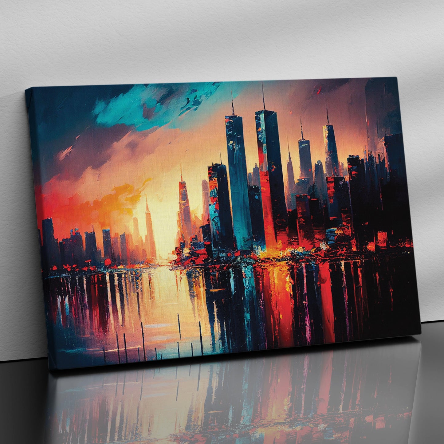 Kotart-Beautiful Sunset in City Large Canvas Painting - Modern Vibrant Canvas Art-Posters, Prints, & Visual Artwork