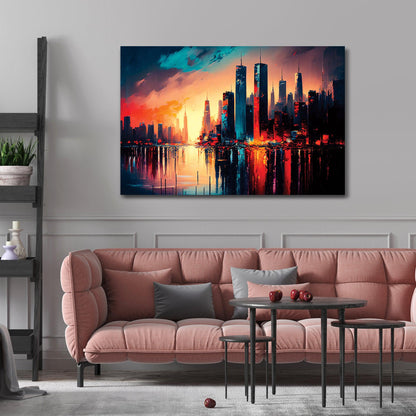 Kotart-Beautiful Sunset in City Large Canvas Painting - Modern Vibrant Canvas Art-Posters, Prints, & Visual Artwork